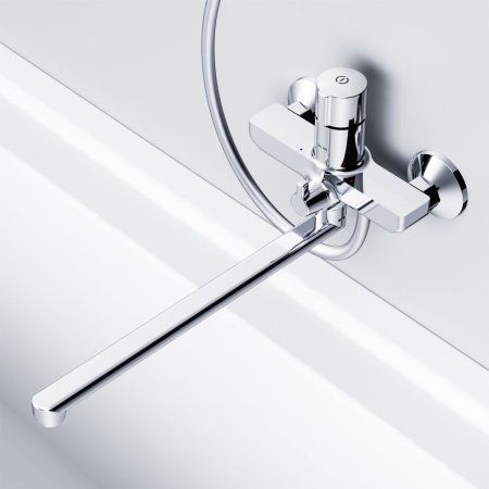 Смеситель для ванны и душа, нажимной TouchReel с длинным изливом AM.PM X-Joy F85A90500, Хром