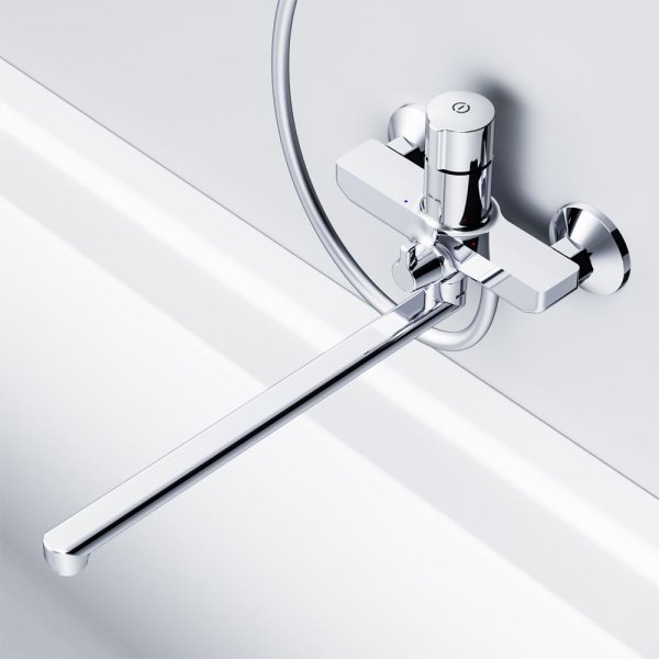 Смеситель для ванны и душа, нажимной TouchReel с длинным изливом AM.PM X-Joy F85A90500, Хром