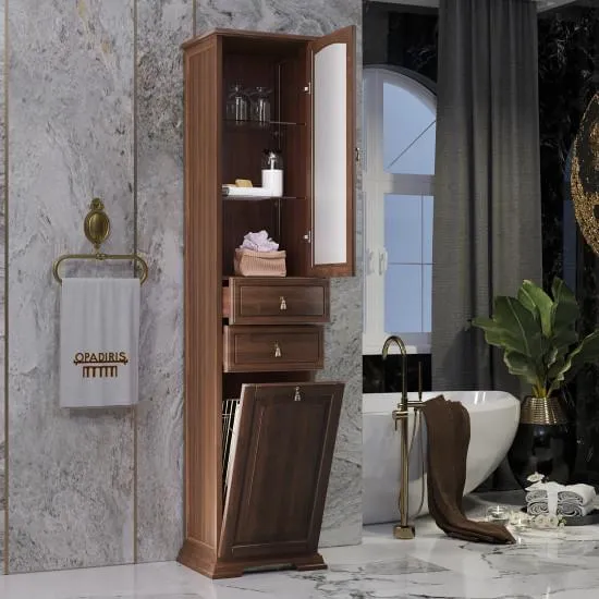 Пенал Opadiris Риспекто 40, с бельевой корзиной, цвет орех антикварный, правый, вар. 2