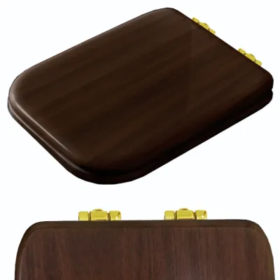 Крышка-сидение для унитаза Kerasan Waldorf 418740 микролифт, noce/золото