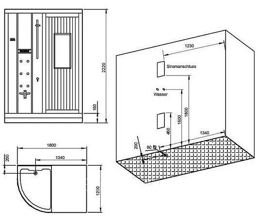 Душевая кабина-сауна  Eago DS202F8 Left