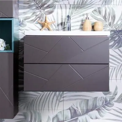 Тумба под раковину подвесная Бриклаер КРИСТАЛЛ ясень анкор темный/графит, 70 см