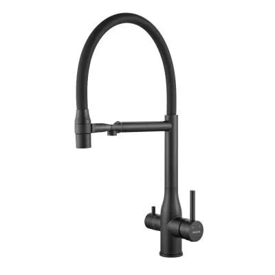 Смеситель для кухни с гибким изливом, с подключением фильтра Shevanik S378H, Черный