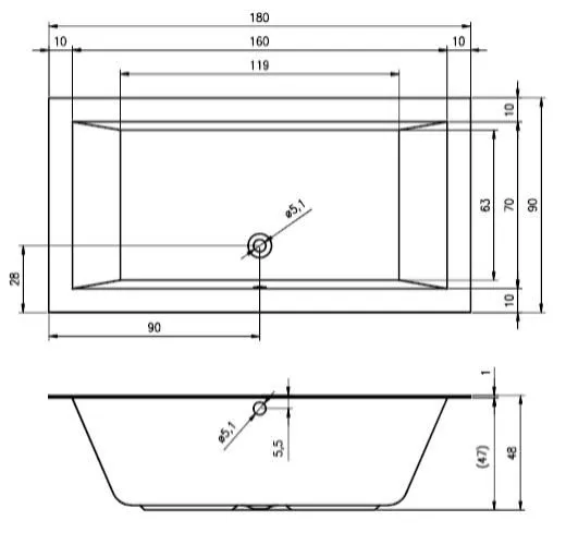 Ванна акриловая Riho Lugo B134001005 180x90 с тонким бортом