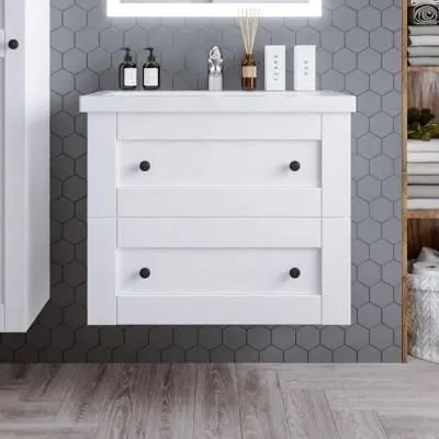 Тумба под раковину подвесная Бриклаер Хелена (рамочная) белый, 80 см