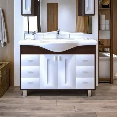 Тумба под раковину напольная Бриклаер БАЛИ венге/белый , 120 см