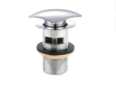 Донный клапан CEZARES CZR-SCQ2-01 с системой "клик-клак", с переливом, с квадратной кнопкой, хром