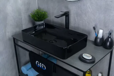 Раковина накладная Gid BL9396 53346, Черный глянцевый