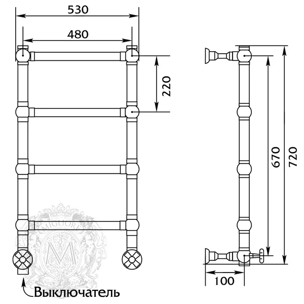 Полотенцесушитель водяной Migliore Colosseum 20287 72х53 см - купить в Москве по низкой цене в интернет-магазине с доставкой по всей России | HITsant Полотенцесушитель водяной Migliore Colosseum 20287 72х53 см