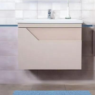 Тумба под раковину подвесная Бриклаер Брайтон бежевый, 70 см