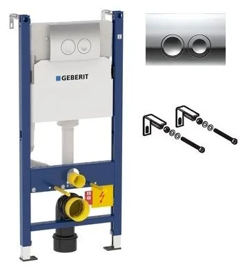 Система инсталляции Geberit Duofix Delta 458.124.21.1 3 в 1 для подвесного унитаза, с кнопкой смыва