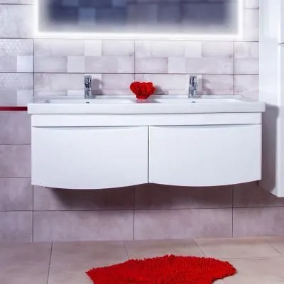 Тумба под раковину подвесная Бриклаер ВЕГА белый , 125 см