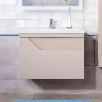 Тумба под раковину подвесная Бриклаер Брайтон бежевый, 80 см