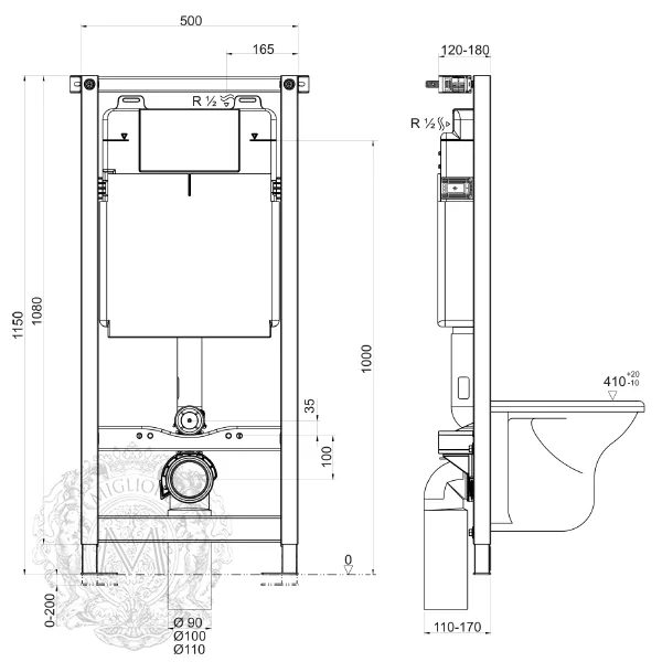 Система инсталляции для унитазов Migliore Better Norm ML.BTR-27.660 без кнопки