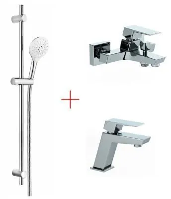 Комплект смесителя 3в1 Paini Torre 98NHCRJCSEZUT2RL3VYR1BMZR для раковины и ванны с душевым комплектом, хром