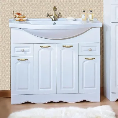 Тумба под раковину напольная Бриклаер АННА белый , 100 см