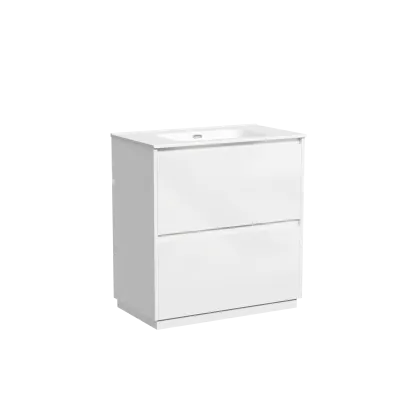 Тумба под раковину SANCOS Libra Floor напольная, 790х450х840, c двумя ящиками оснащенными доводчиками, белый глянец ,  LB80FW