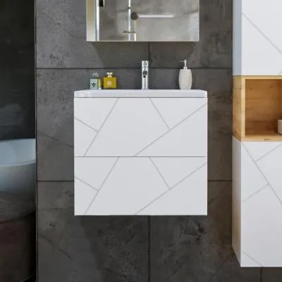 Тумба под раковину подвесная Бриклаер КРИСТАЛЛ белый, 60 см