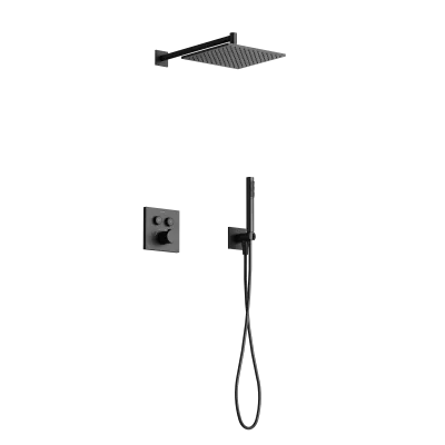 Душевой комплект с термостатом SANCOS Linn, с внутренней частью, черный матовый,  SC9022MB