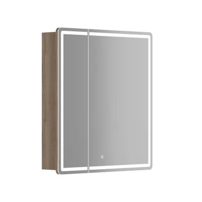 Зеркальный шкаф для ванной комнаты SANCOS Mirror 690x150х740 мм, с LED подсветкой, цвет дуб галифакс натуральный, с розеткой MI70EG