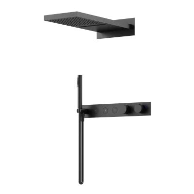 Душевой комплект с термостатом SANCOS Linn, с внутренней частью, черный матовый,  SC9023MB
