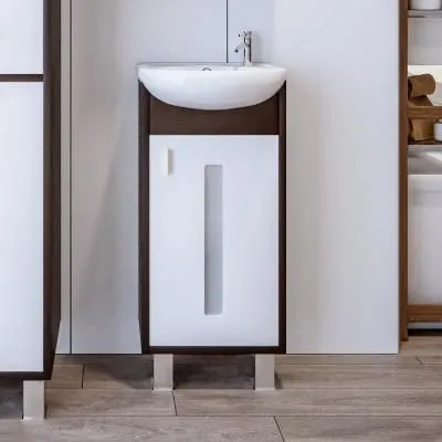 Тумба под раковину напольная Бриклаер БАЛИ правая венге/белый , 40 см