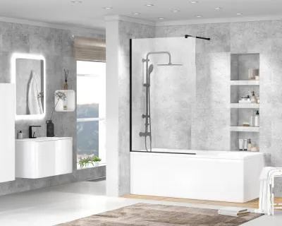 Шторка на ванну Cezares Liberta LIBERTA-V-1-80/155-C-NERO 80x155 стекло прозрачное/профиль хром