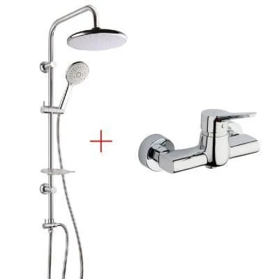 Комплект смесителя 2в1 Paini Messina MEZRCRNASEZPT3UH2VBQ1RYSS для душа с душевой системой, хром, белый
