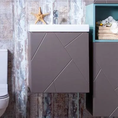 Тумба под раковину подвесная Бриклаер КРИСТАЛЛ ясень анкор темный/графит, 50 см