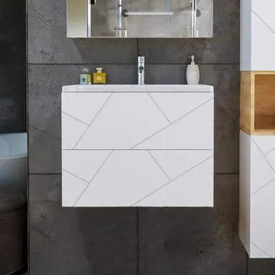 Тумба под раковину подвесная Бриклаер КРИСТАЛЛ белый, 70 см