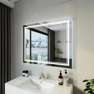 Зеркало Бриклаер Эстель-2 100 с подсветкой LED, на взмах руки, часы