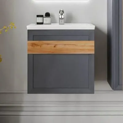 Тумба под раковину подвесная Бриклаер БЕРЛИН оникс серый, 60 см