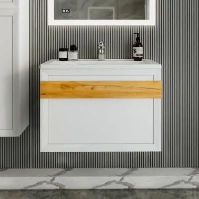 Тумба под раковину подвесная Бриклаер БЕРЛИН белый , 80 см