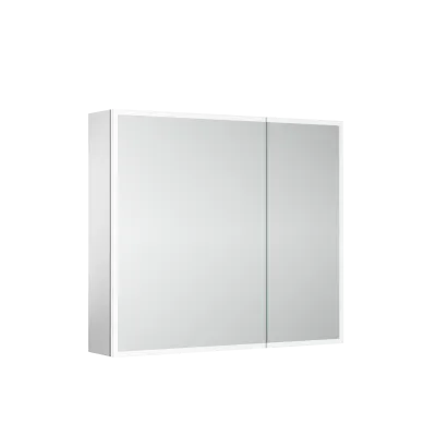 Зеркальный шкаф для ванной комнаты из алюминия SANCOS Evoke 800x700х136 мм с LED подсветкой  SC8080