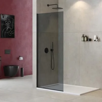 Душевая перегородка Cezares Liberta LIBERTA-L-1-TB-90-GR-NERO тонированное/черный матовый