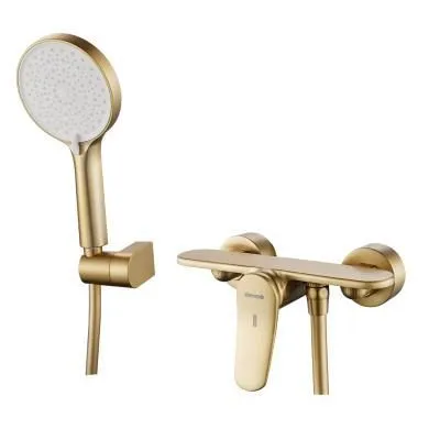 Смеситель для душевой кабины однорычажный  Shevanik S4716G, Золотой сатин