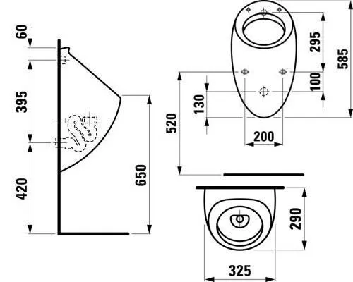 Писсуар Laufen Alessi One 8.4097.1.400.000.1 без мухи