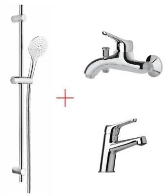 Комплект смесителя 3в1 Paini Bios 05TDCRLUSEFBT2MY3VLP1BOUR для раковины и ванны с душевым комплектом, хром