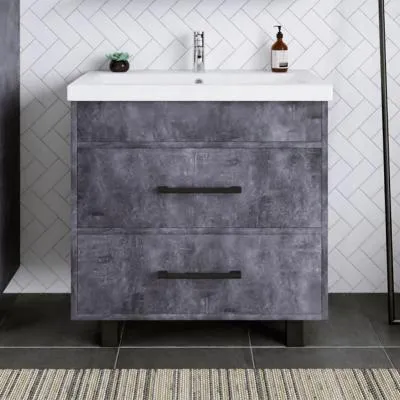 Тумба под раковину напольная Бриклаер ЧИЛИ цемент, 80 см