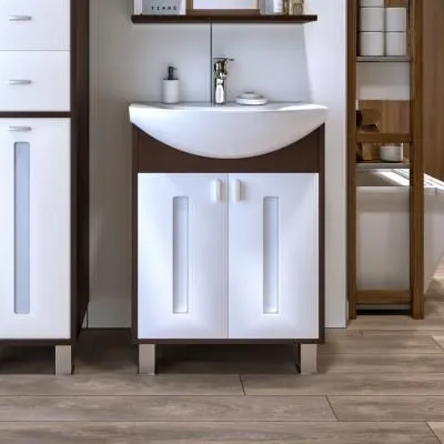 Тумба под раковину напольная Бриклаер БАЛИ венге/белый , 60 см