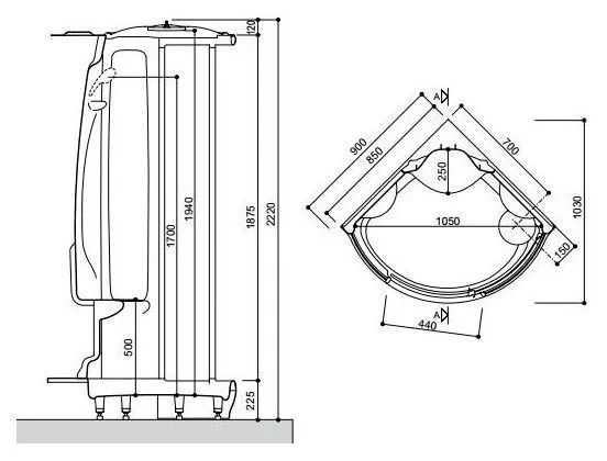 Душевая кабина Teuco L05JS2-С 90х90 см, с гидромассажем и турецкой баней