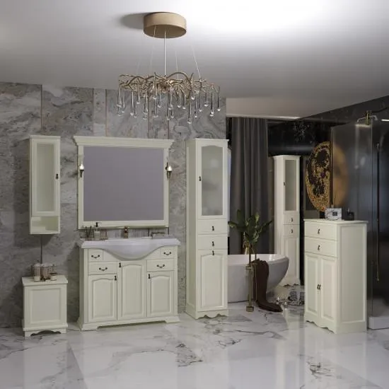 Пенал Opadiris Риспекто 40, с бельевой корзиной, цвет слоновая кость, левый, вар. 2