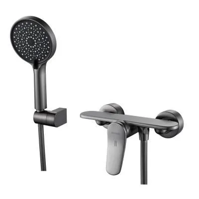 Смеситель для душевой кабины однорычажный  Shevanik S4716T, Оружейная сталь