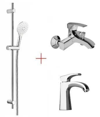 Комплект смесителя 3в1 Paini Angel ANWNCRIUSEKJT4WY3VZR1BYWR для раковины и ванны с душевым комплектом, хром