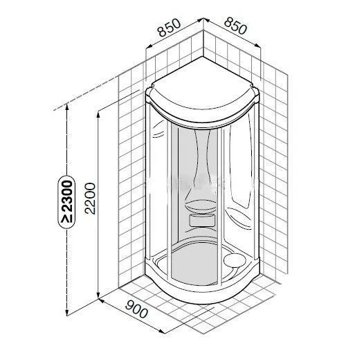 Душевая кабина Teuco L05JS2-С 90х90 см, с гидромассажем и турецкой баней