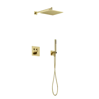 Душевой комплект с термостатом SANCOS Linn, с внутренней частью, брашированное золото, PVD покрытие,  SC9022BG