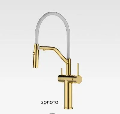 Смеситель для кухонной мойки Gappo G4399-83 с гибким изливом и подключением фильтра питьевой воды, золото