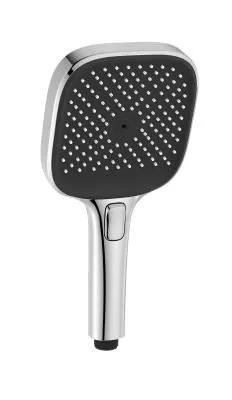 Душевая лейка SANCOS Nok square, кнопочное управление, 125x125 мм, 3 режима, цвет хром/черный матовый,  SC6002CH-B