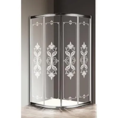Душевой уголок Cezares Giubileo GIUBILEO-R-2-90-SCORREVOLE-CP-Cr  90 прозрачное стекло с рисунком - купить в Москве по низкой цене в интернет-магазине с доставкой по всей России | HITsant Душевой уголок Cezares Giubileo GIUBILEO-R-2-90-SCORREVOLE-CP-Cr  90 прозрачное стекло с рисунком