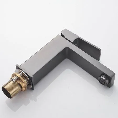 Смеситель для раковины однорычажный с гайкой Shevanik S9601T, Оружейная сталь